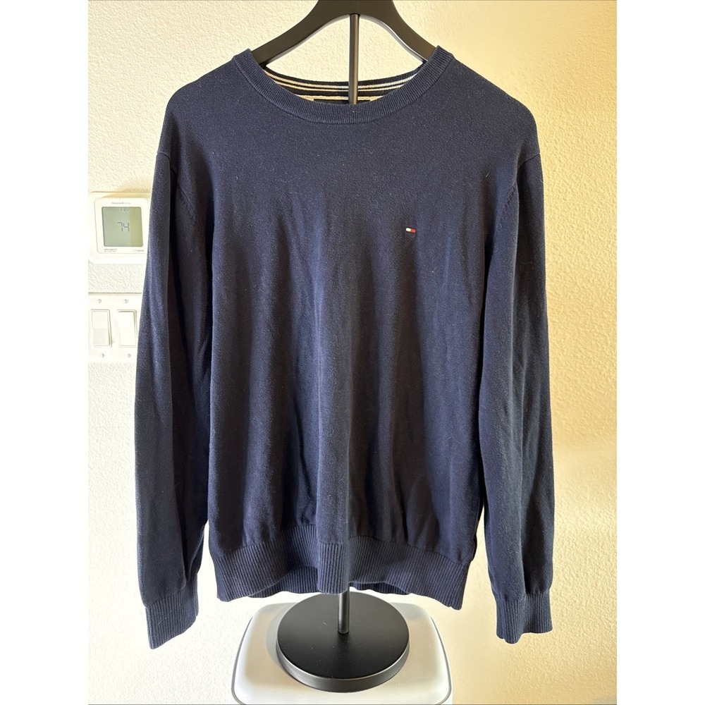 Tommy Hilfiger‎ Knit Sweatshirt Sweater Navy Mens Crew Neck Pullover Size L